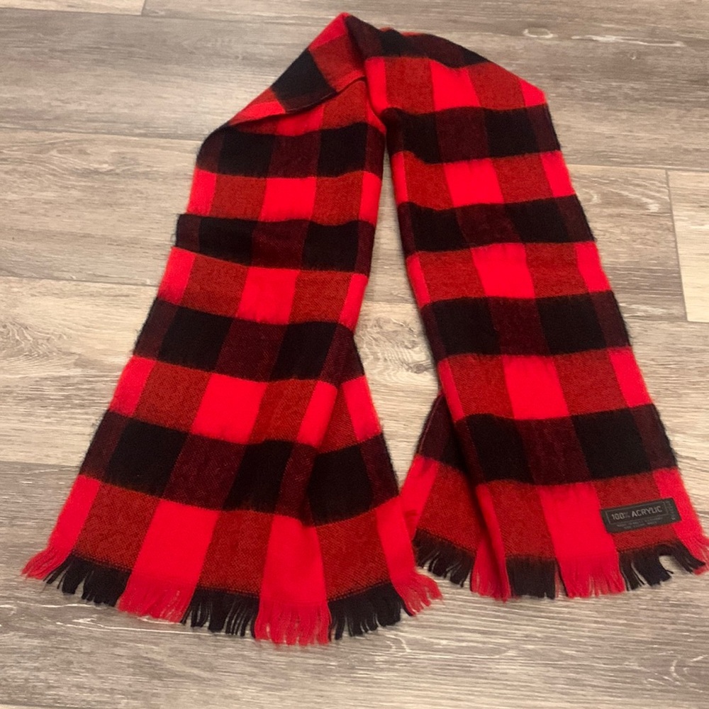 Plaid Scarf with fringe Made in W. Germany
